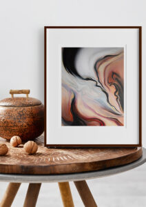 The fine art print titled 'Dune' by Evelina Klanikova is an abstract representation of a desert landscape. The painting features textured brushstrokes in sandy beige, tan, and brown shades, evocative of the arid and windswept terrain of the desert. The brushstrokes create a sense of movement and depth, suggesting the shifting sands of the dunes. The painting has a minimalist and serene quality, conveying a sense of stillness and tranquility. The print is framed, adding to its presentation and providing a finished look. The alt text for the print could read: "A fine art print titled 'Dune' by Evelina Klanikova, featuring an abstract representation of a desert landscape with textured brushstrokes in shades of sandy beige, tan, and brown, framed and ready for display."
